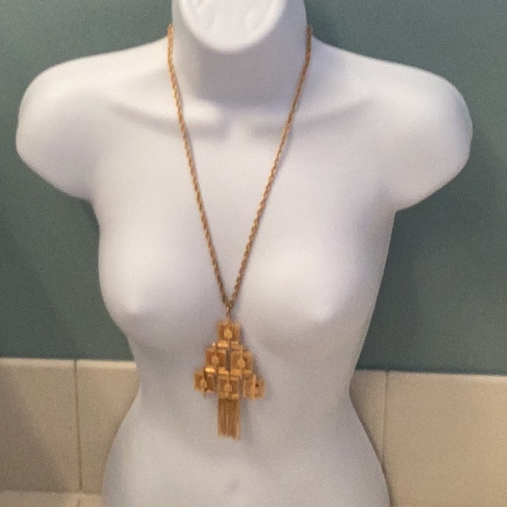 Art Deco Vintage tassel Necklace in GoldTone